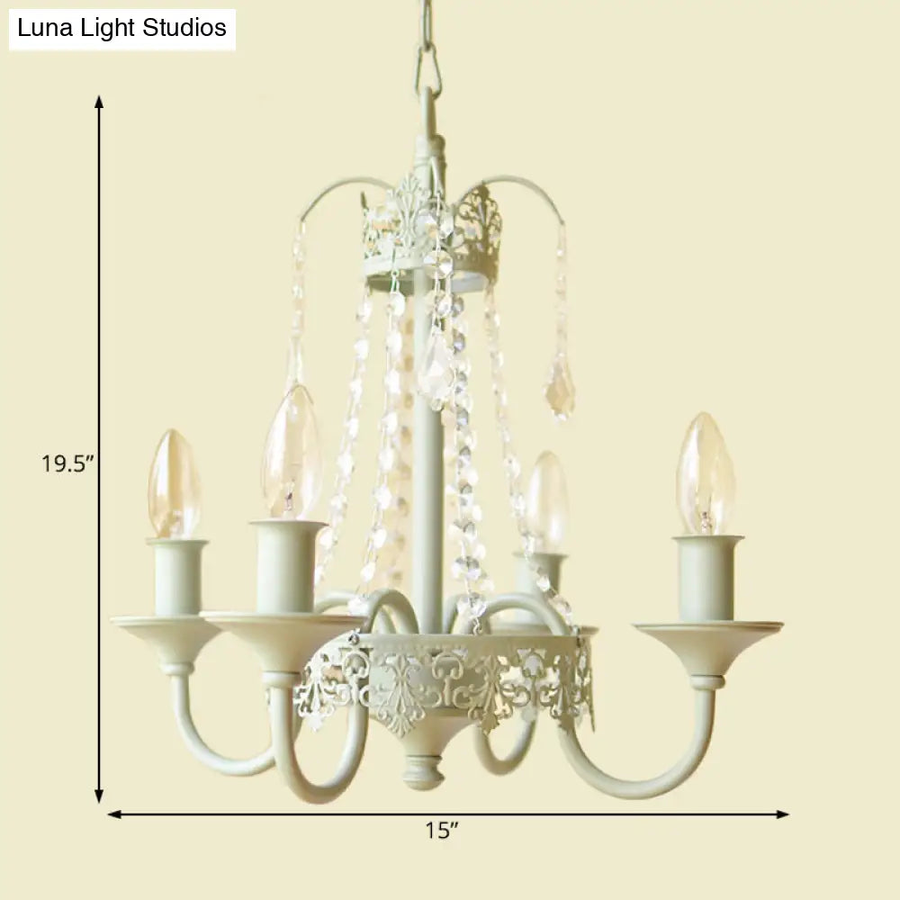 Rustic Metal And Crystal Candle Hanging Light - 4/6 Lights Chandelier For Living Room