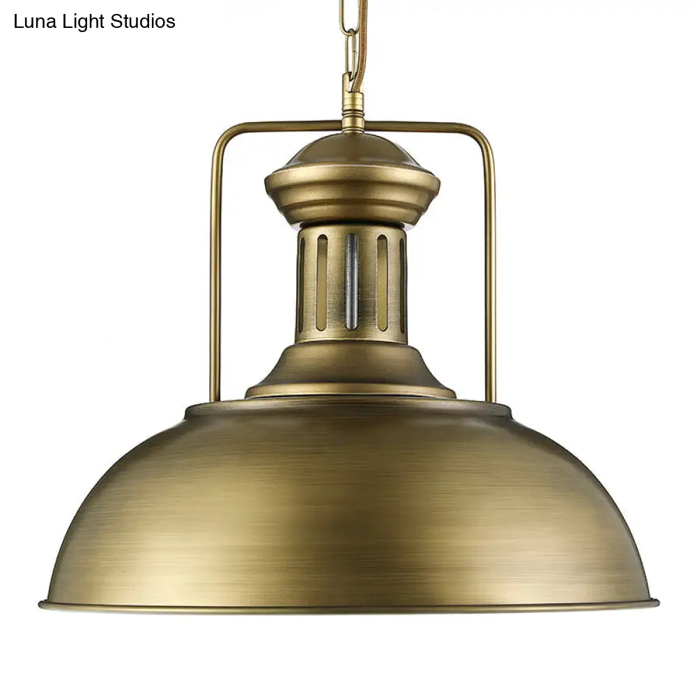 Rustic Stylish Bowl Pendant Lighting - Black/Bronze/Brass 1 Light 13/16 Dia Satin Brass / 16