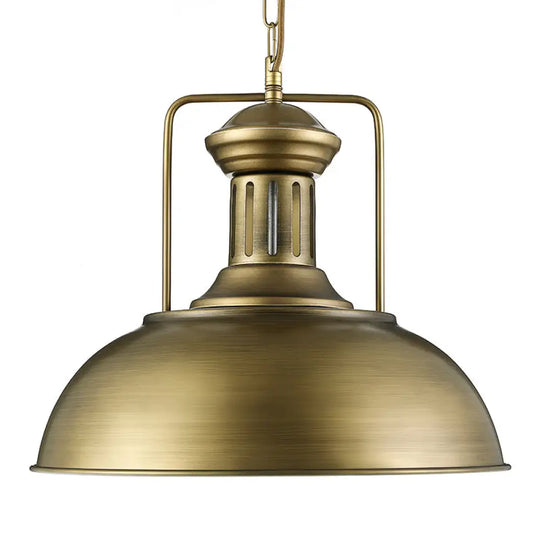 Rustic Metal Bowl Pendant Light - Black/Bronze/Brass 1-Light 13’/16’ Dia Restaurant Hanging