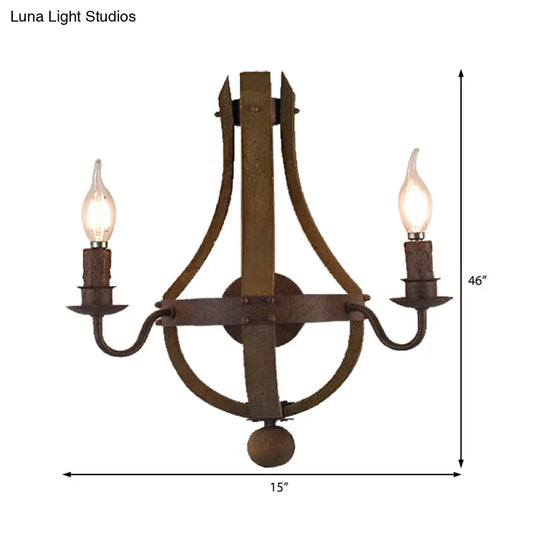 Rustic Metal Candle Wall Sconce - 1/2/3-Light Dining Room Lamp