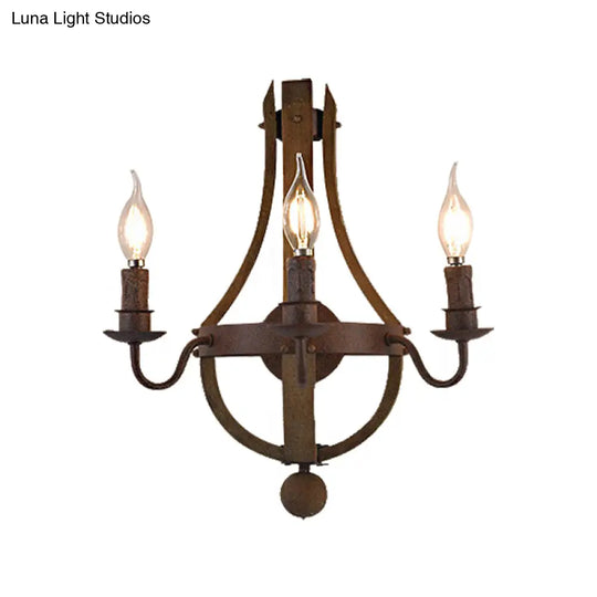 Rustic Metal Candle Wall Sconce - 1/2/3-Light Dining Room Lamp