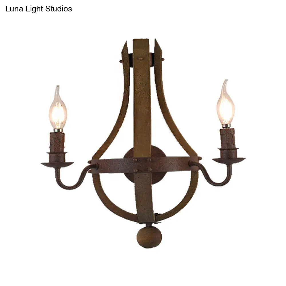 Rustic Metal Candle Wall Sconce - 1/2/3-Light Dining Room Lamp