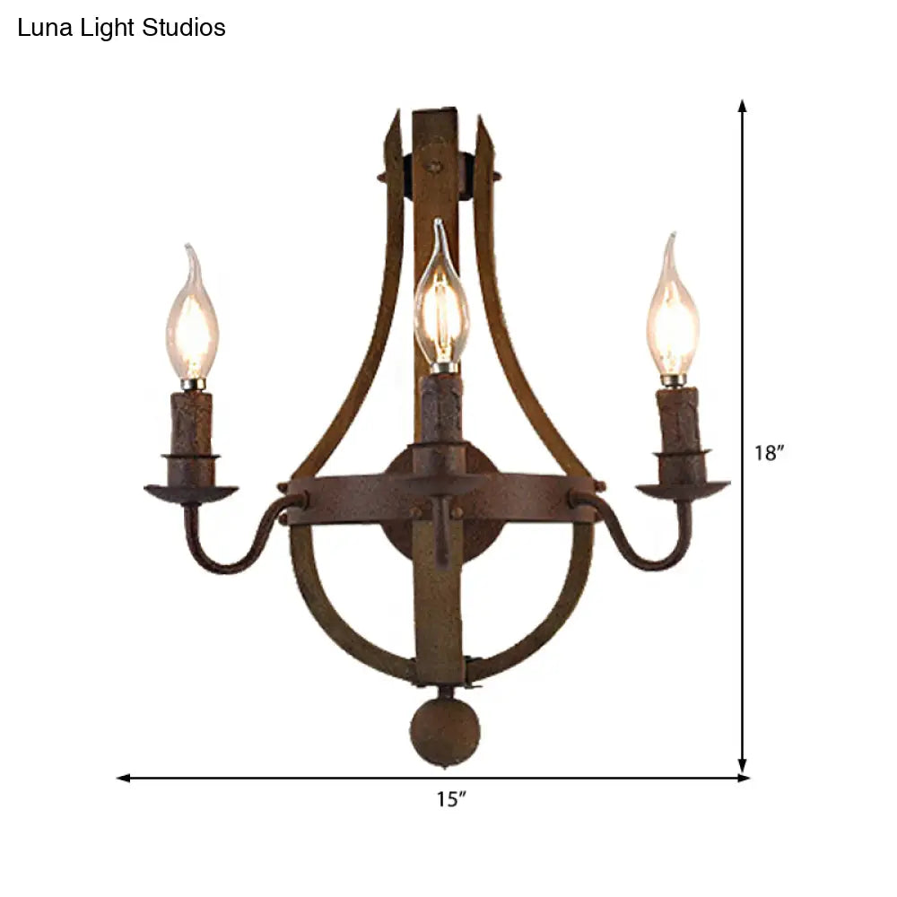 Rustic Metal Candle Wall Sconce - 1/2/3-Light Dining Room Lamp