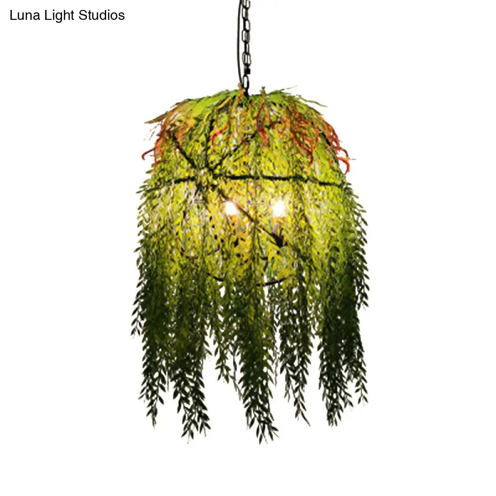 Rustic Metal Pendant Chandelier With Plant Decorations For Restaurant Ceiling