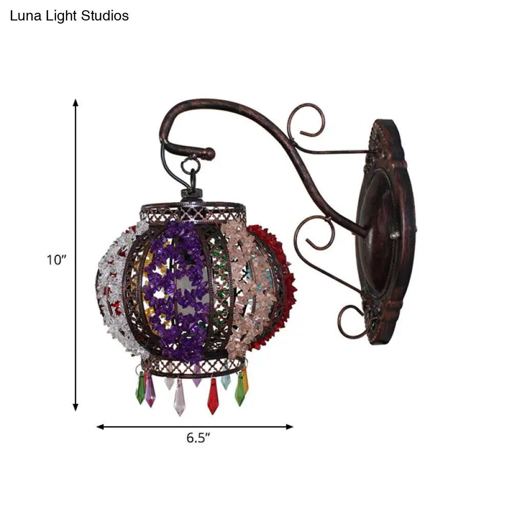 Rustic Metal Globe Wall Sconce Light - Traditional 1-Head Fixture For Living Room