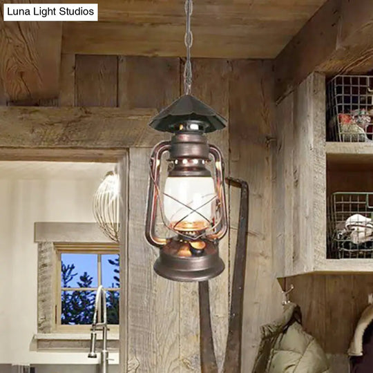 Rustic Metal Kerosene Lamp Pendant Light Fixture 1-Light Nautical Hanging