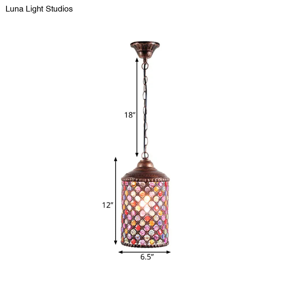 Rustic Metal Pendant Light For Restaurants - Antique Cylinder Ceiling Lamp With 1 Bulb