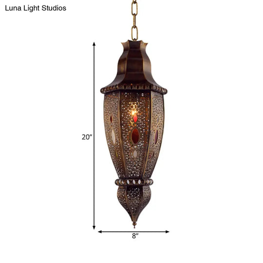 Rustic Metal Pendant Light With Arabian Urn-Shaped Design