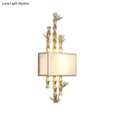 Rustic Metal Rectangle Sconce - 1 Light Wall Mounted Lamp For Living Room Black/White