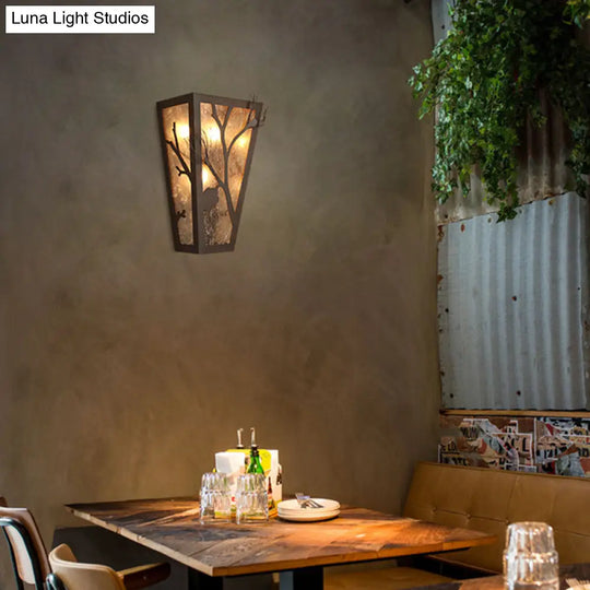 Rustic Metal Tapered Sconce: 1-Head Traditional Wall-Mounted Lamp For Restaurants