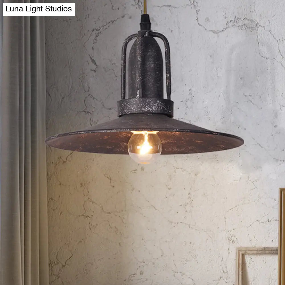 Rustic Metallic Saucer Shade Ceiling Pendant For Coffee Shop Lighting