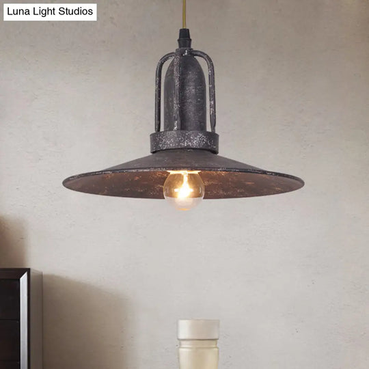 Rustic Metallic Saucer Shade Ceiling Pendant For Coffee Shop Lighting Rust