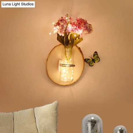 Rustic Multicolored Floral Cafe Wall String Light With Clear Glass Shade - Twinkle And Shine!