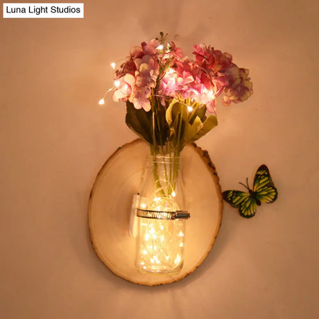 Rustic Multicolored Floral Cafe Wall String Light With Clear Glass Shade - Twinkle And Shine!