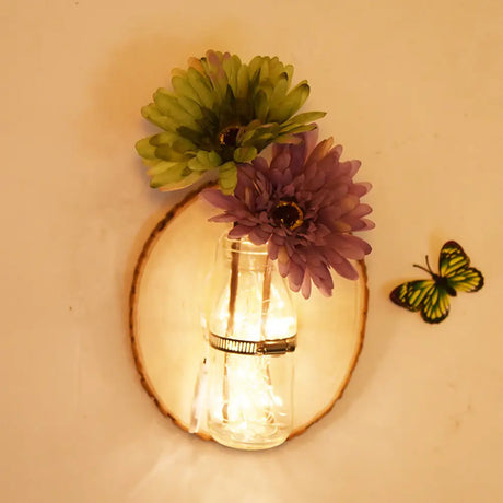 Rustic Multicolored Floral Cafe Wall String Light With Clear Glass Shade - Twinkle And Shine!