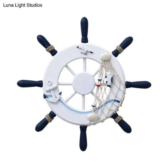 Rustic Nautical Slim Wall Sconce With Rudder Design - Led Light For Baby Bedroom