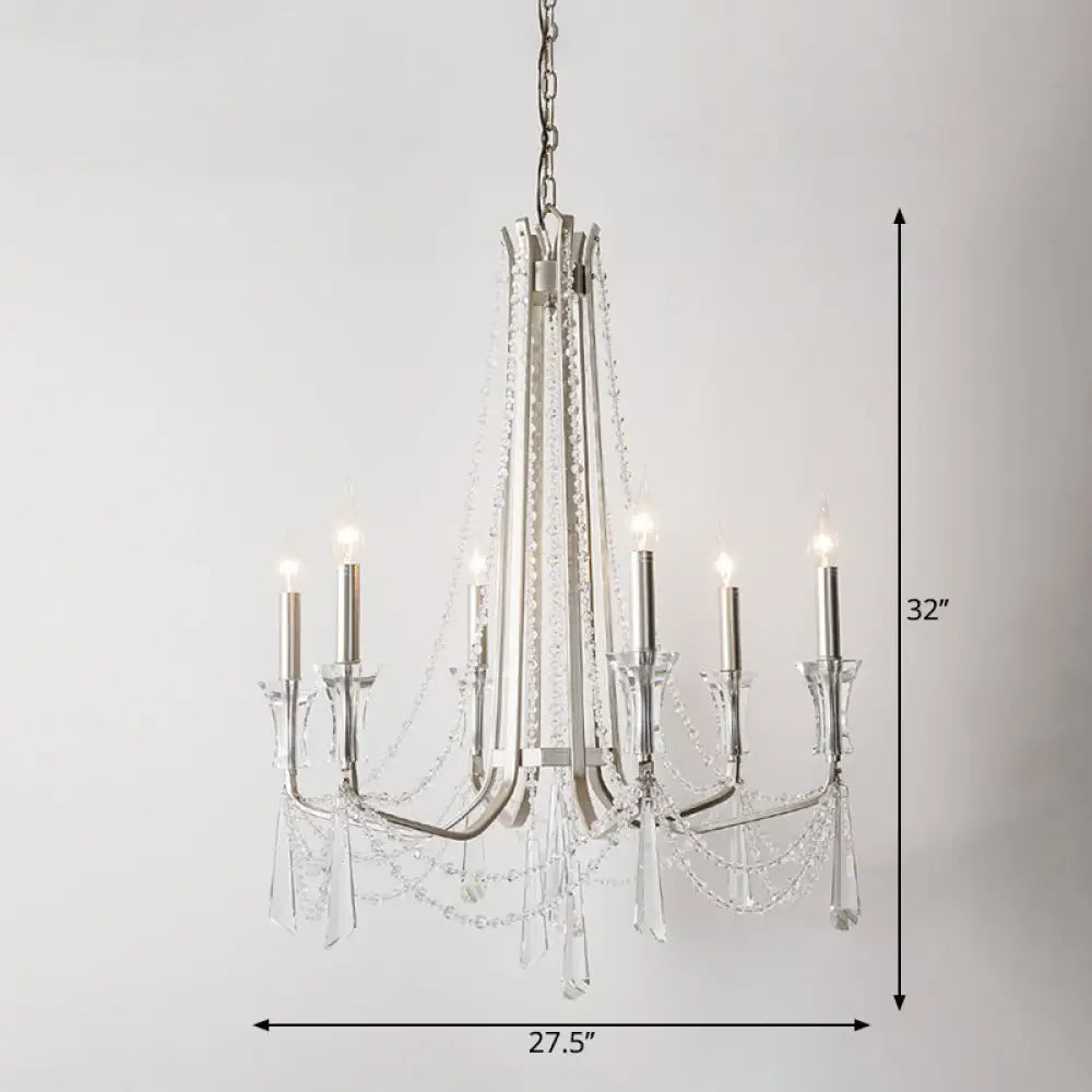 Rustic Nickel Candlestick Chandelier: Pendant Light With Crystal Detailing 6 /