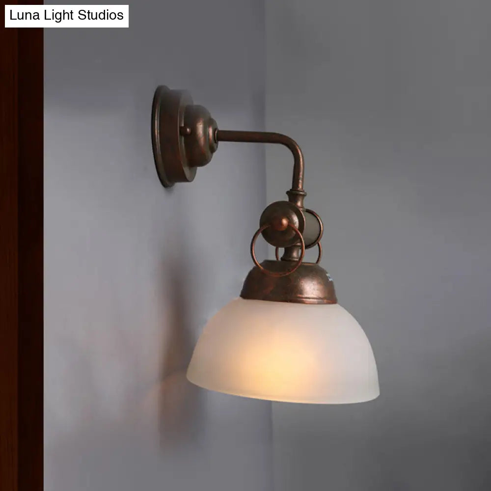 Rustic Opal Glass Dome Sconce - Rust One-Light Lighting Fixture For Dining Room