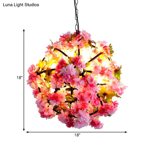 Iron Pendant Lamp - Rural White/Pink/Purple Plant Cafe Chandelier Lighting