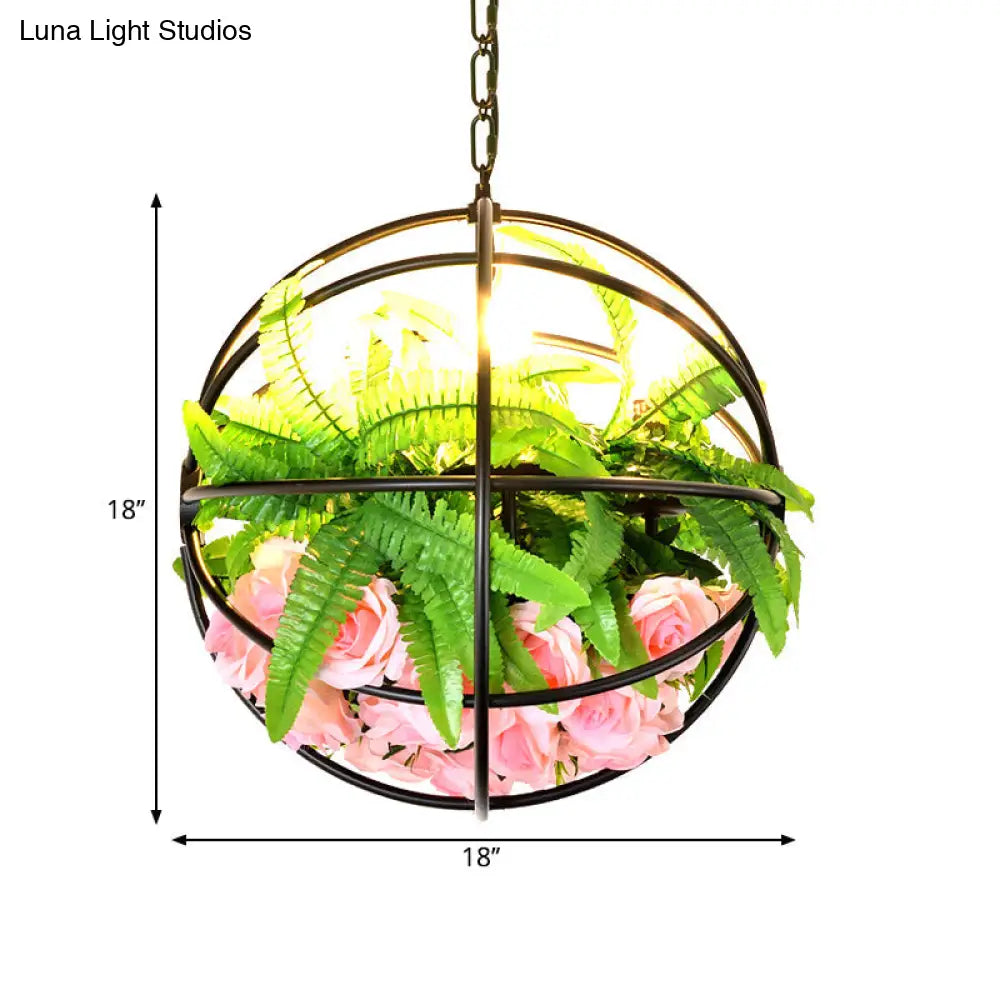 Iron Pendant Lamp - Rural White/Pink/Purple Plant Cafe Chandelier Lighting
