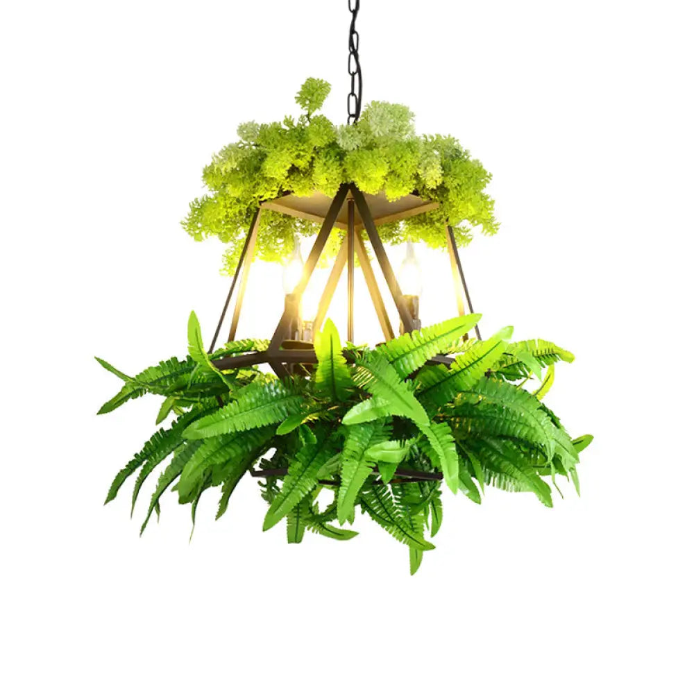 Rustic Pendant Lamp With Artistic Plant Design And Colorful Options - Perfect For Cafes Homes Green