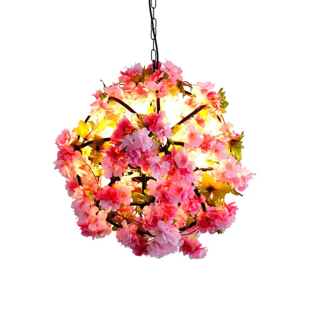 Rustic Pendant Lamp With Artistic Plant Design And Colorful Options - Perfect For Cafes Homes Pink