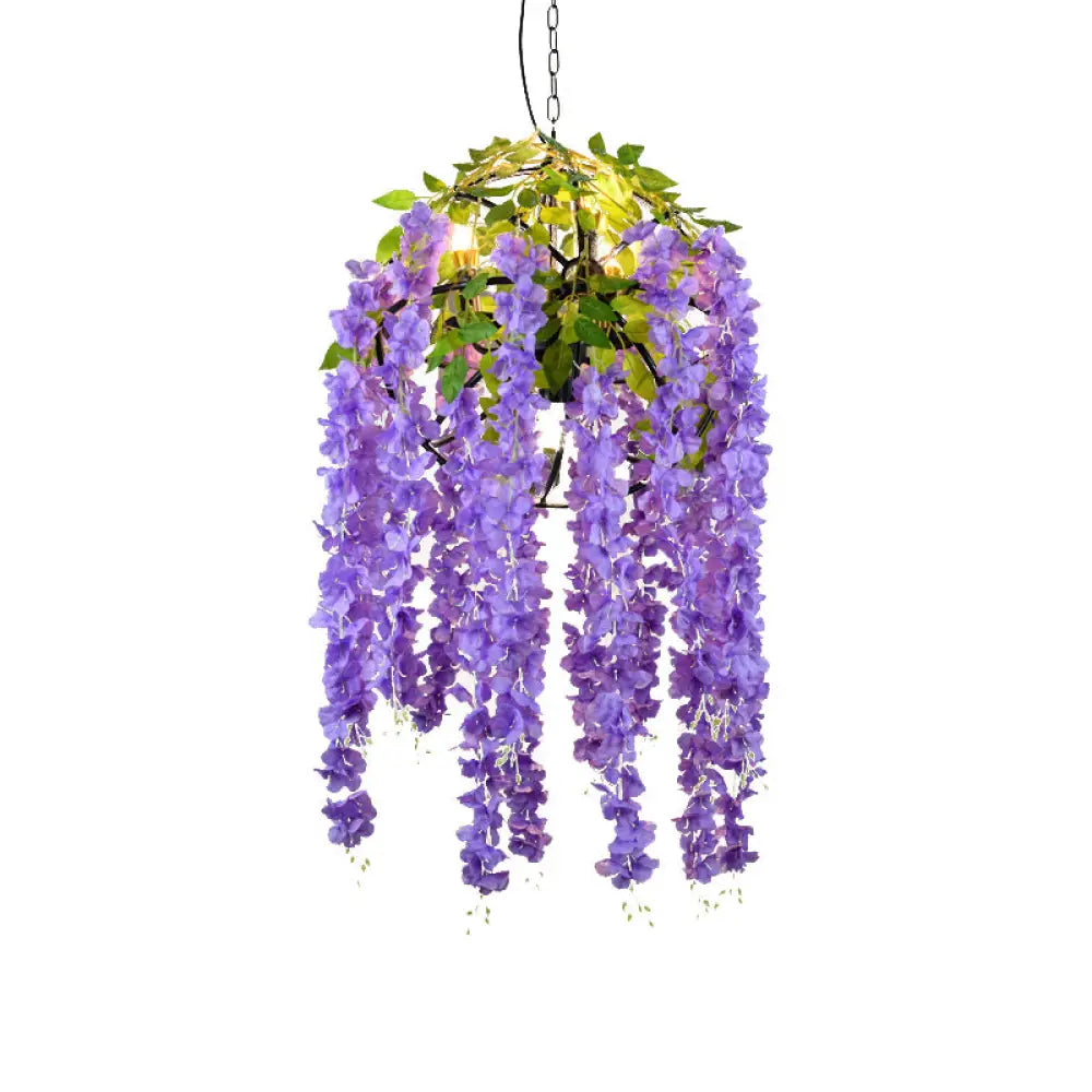 Rustic Pendant Lamp With Artistic Plant Design And Colorful Options - Perfect For Cafes Homes Purple