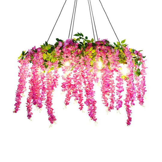 Rustic Pendant Lamp With Artistic Plant Design And Colorful Options - Perfect For Cafes Homes Rose