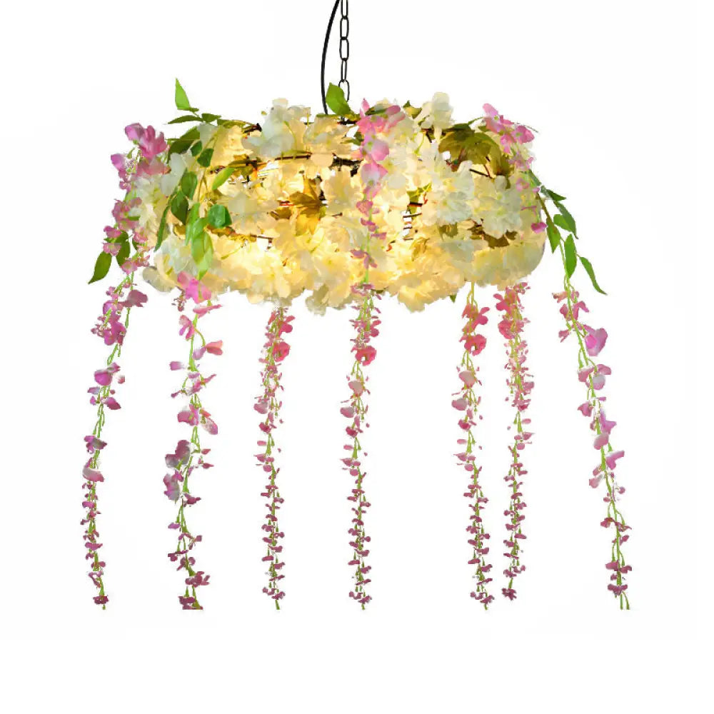 Rustic Pendant Lamp With Artistic Plant Design And Colorful Options - Perfect For Cafes Homes White