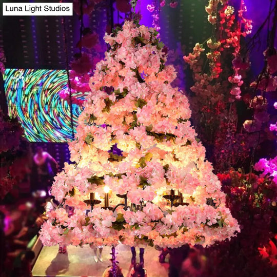 Rustic Pink Christmas Tree Chandelier: Metallic Wine Club Led Pendant Light