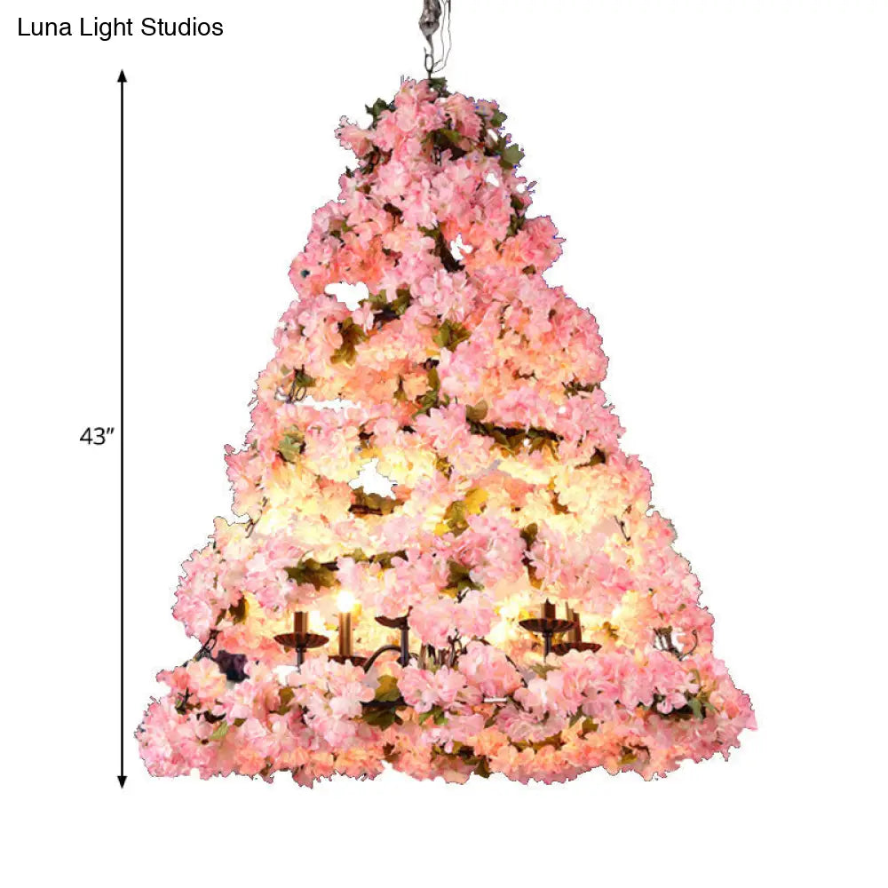 Rustic Pink Christmas Tree Chandelier: Metallic Wine Club Led Pendant Light