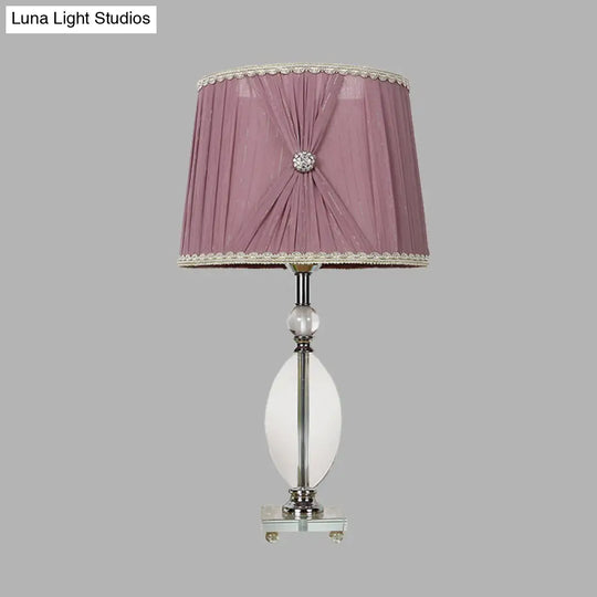 Rustic Purple Bedroom Nightstand Lamp - 1 Light Crystal Shade