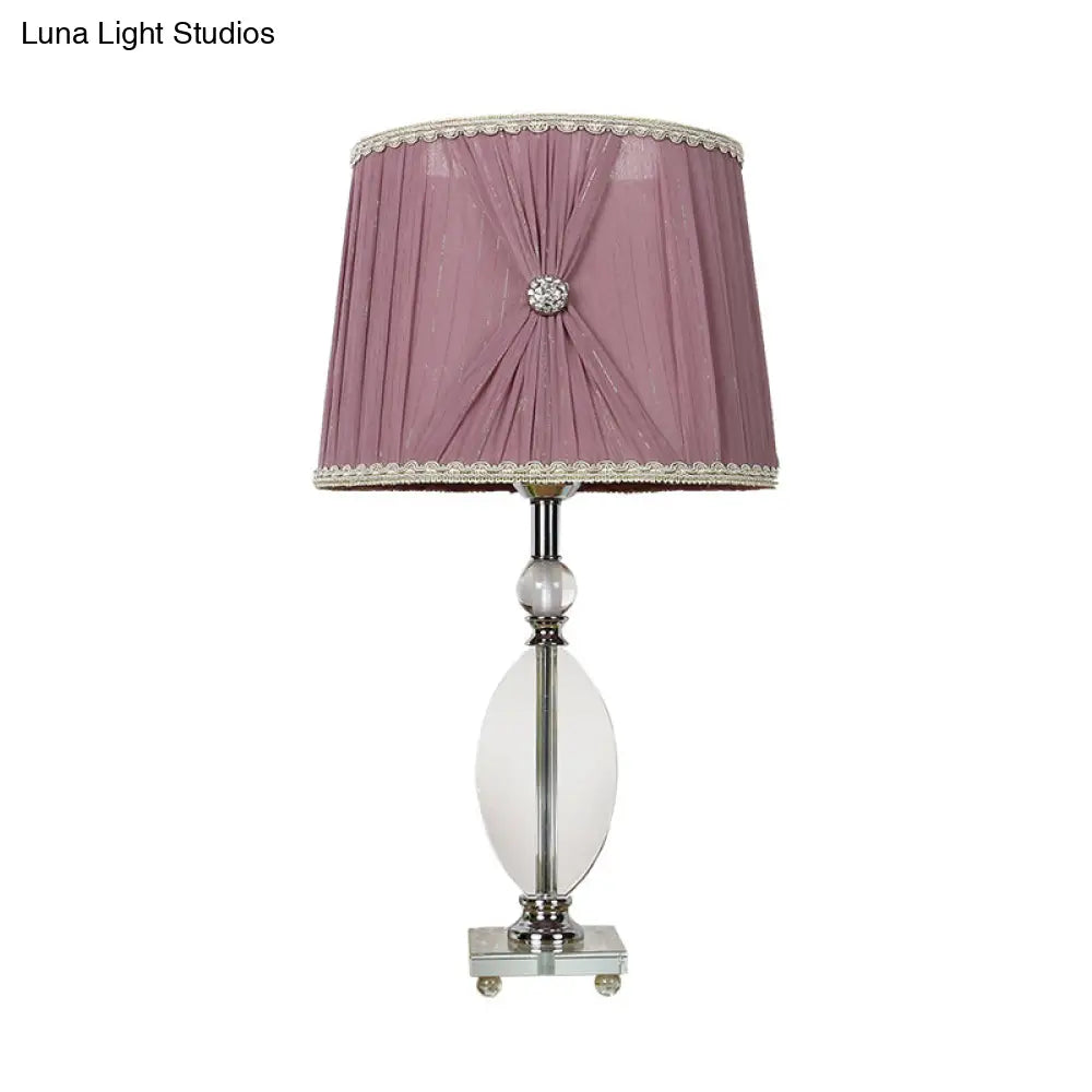 Rustic Purple Bedroom Nightstand Lamp - 1 Light Crystal Shade