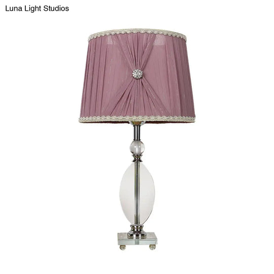 Rustic Purple Bedroom Nightstand Lamp - 1 Light Crystal Shade