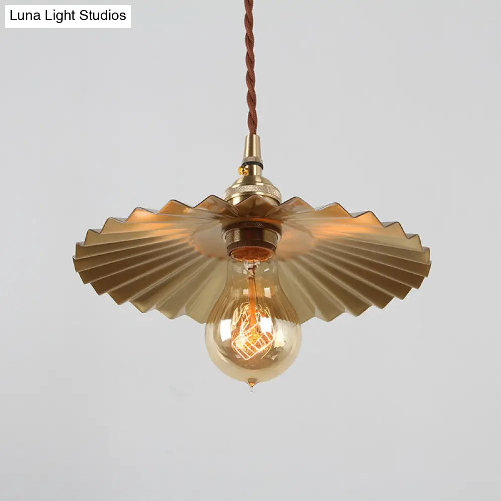 Rustic Radial Wave Metallic Pendant Lighting In Brass For Dining Room