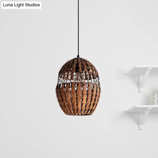 Rustic Rattan Hanging Ceiling Light & Pendant Lamp For Living Room