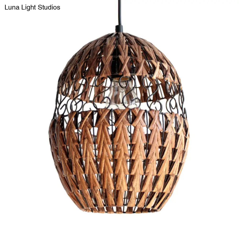 Rustic Rattan Hanging Ceiling Light & Pendant Lamp For Living Room