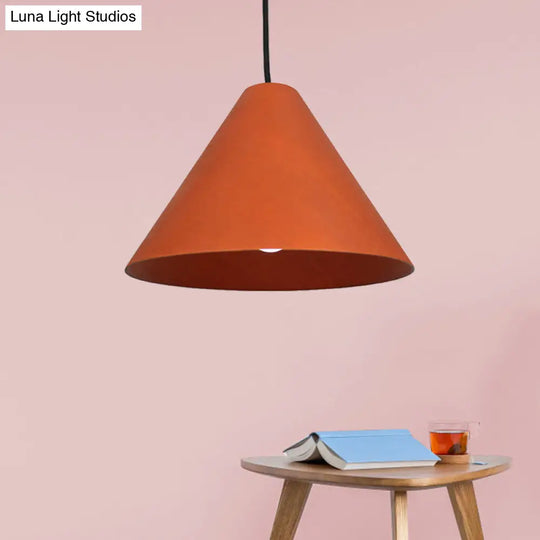 Rustic Red/Beige Hanging Lamp With Conic Wood Shade - 10’/13’ Wide