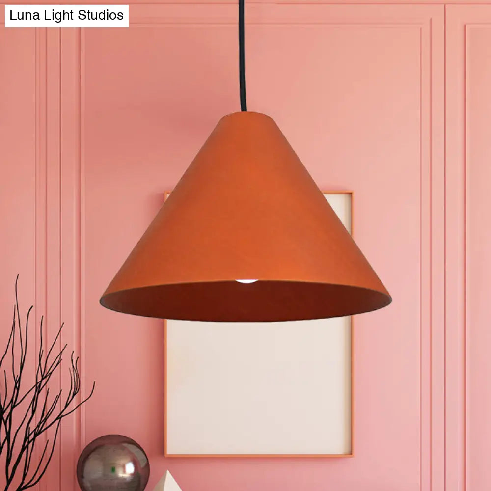 Rustic Red/Beige Cafe Suspension Lamp With Conic Wood Shade - 10/13 Wide Red / 10