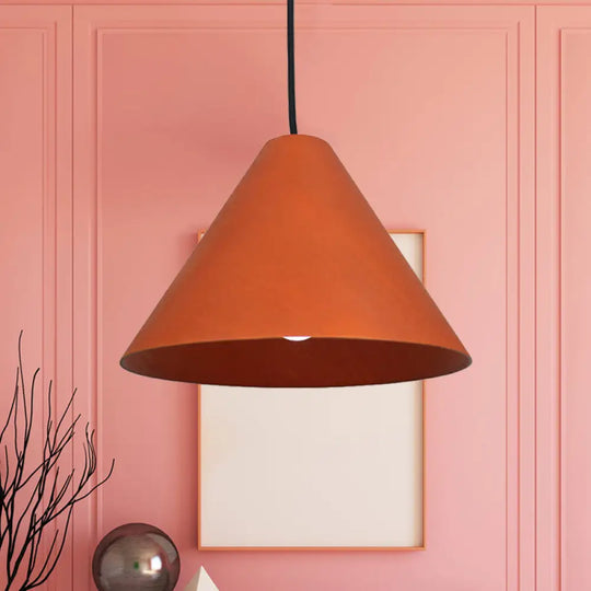 Rustic Red/Beige Hanging Lamp With Conic Wood Shade - 10’/13’ Wide Red / 10’