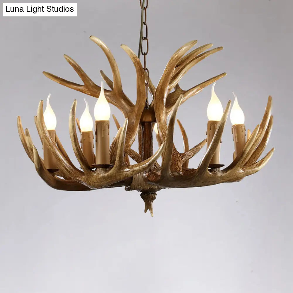 Rustic Resin Antler Chandelier - Artfully Crafted Hanging Light With Exposed Bulb Design