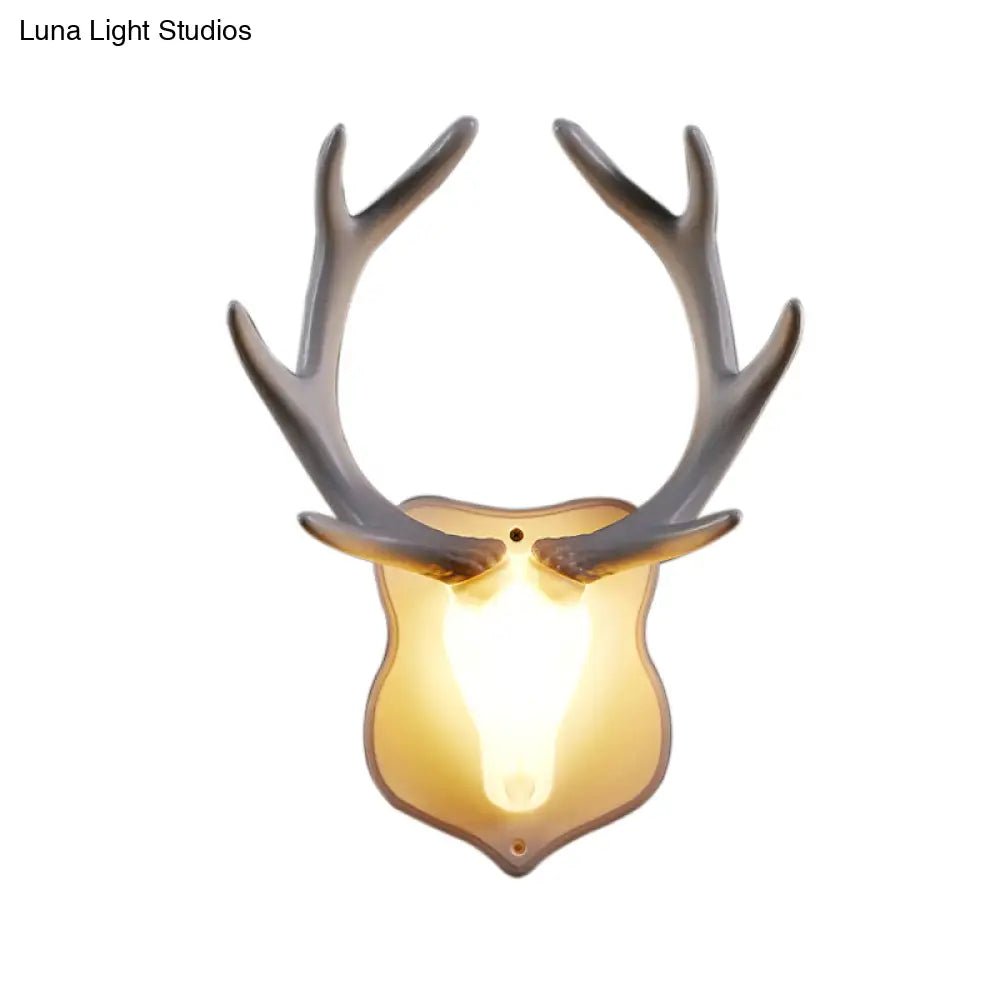 Rustic Resin Deer Led Wall Sconce In White/Blue With Black/White Mounting - Perfect For Living Room