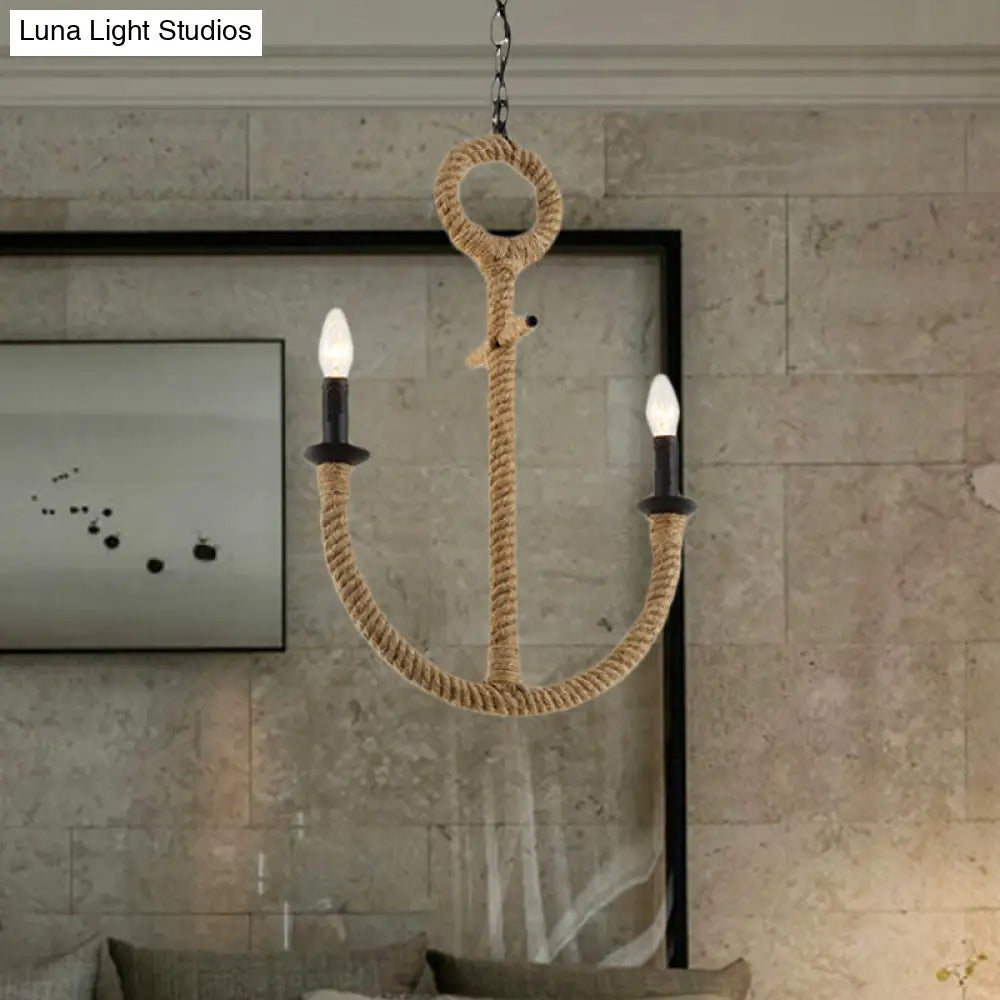 Anchor Design Chandelier Pendant Light - Lodge 2-Head Dining Room Ceiling Fixture (Beige) Beige