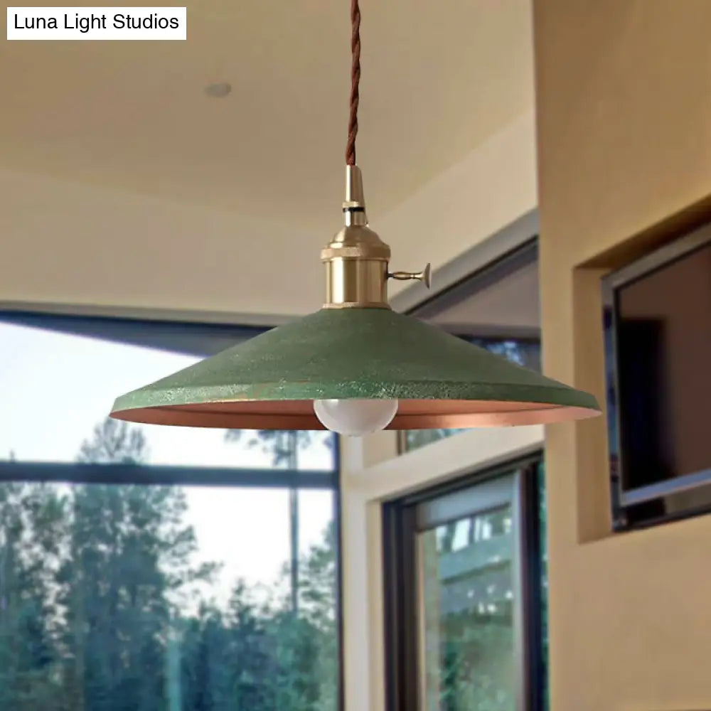 Rustic Saucer Shade Pendant Light With Adjustable Cord - Silver/Red/Blue