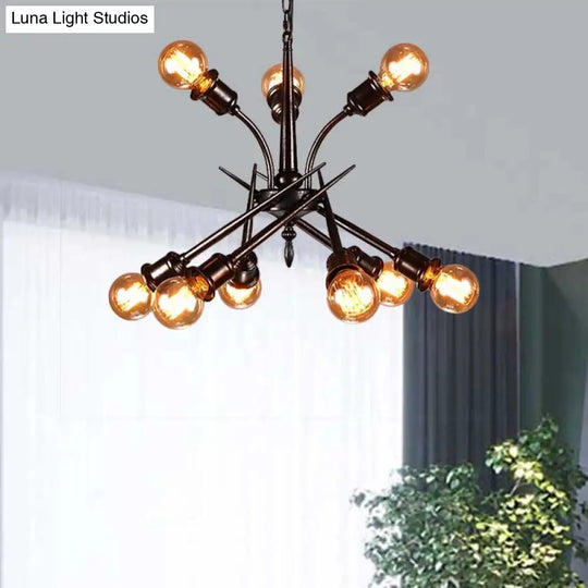 Sputnik Rust Finish Pendant Light - Loft Style Metallic Multi-Light Hanging Ceiling For The Bedroom