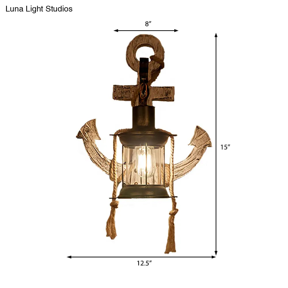 Rustic Style Clear Glass Kerosene Sconce: 1 Light Indoor Wall Mounted Lamp In Bronze