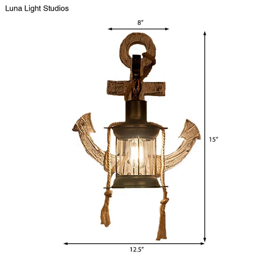 Rustic Style Clear Glass Kerosene Sconce: 1 Light Indoor Wall Mounted Lamp In Bronze