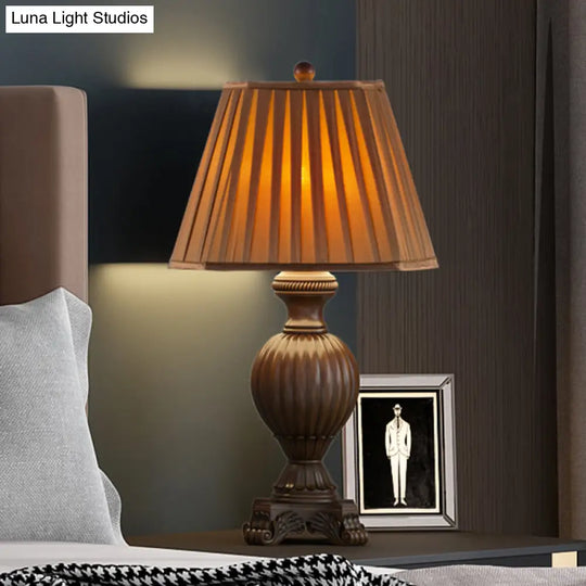 Rustic Style Tapered Dining Table Lamp With Brown Night Light 13/15 Wide