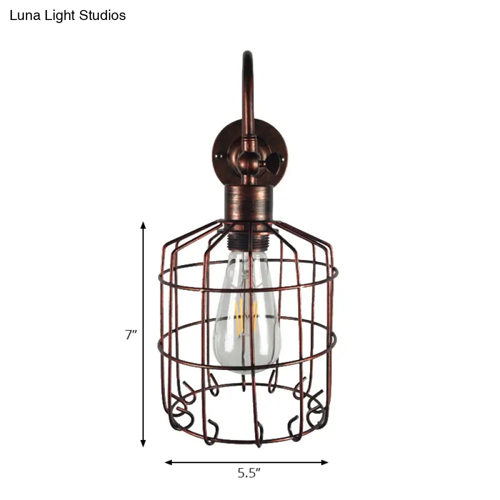 Rustic Stylish Birdcage Iron Wall Sconce Light Fixture - Antique Brass/Weathered Copper Perfect For