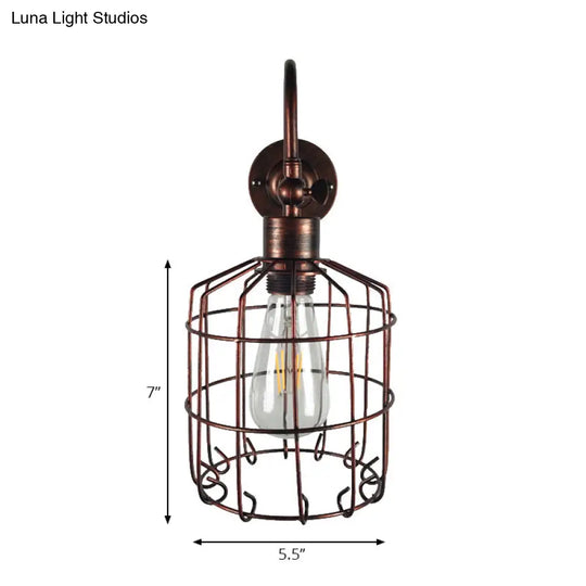 Rustic Stylish Birdcage Iron Wall Sconce Light Fixture - Antique Brass/Weathered Copper Perfect For